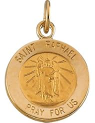 St. Saint Raphael Medal Pendant 14K Gold Yellow R16328