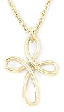 14k Yellow Gold Twisted Wire Cross Pendant by Bob Siemon, 18"