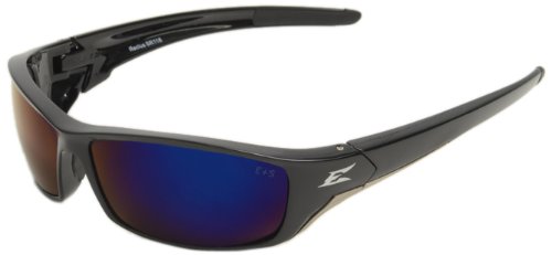 Edge Eyewear SR118 Reclus Safety Glasses, Black with Blue Mirror Lens On Sale