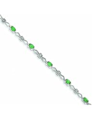 1.6 Carat 14K White Gold w/ Diamond and Emerald Gemstone Bracelet