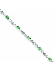 Genuine 14K White Gold White Gold With Diamond And Emerald Gemstone Bracelet 5 Grams Of Gold 100% Satisfaction Guaranteed.