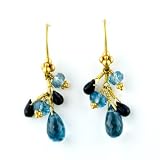 Laura Gibson Blue Topaz and Black Tourmaline Earrings