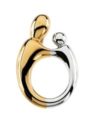Genuine IceCarats Designer Jewelry Gift 14K Yellow/White Gold Tt Lg. Mother & Child Pendant. 20.50X13.50Mm Two Tone Md. Mother Child Pendant Tt Lg. Mother & Child Pendant In 14K Yellow/White Gold