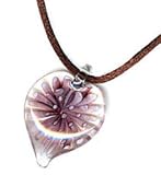 SilverChicks Necklace - Silk Cord with Purple Glass Heart Pendant