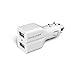 RAVPower Car Charger Rapid Dual USB Charger (15.5W / 3.1A) for iPhone, Samsung Galaxy, Nexus, HTC, Motorola, Nokia and More-White