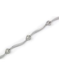 14K White Gold Diamond Heart Bracelet