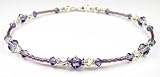 December - Tanzanite Sterling Silver Anklets - Handmade Adjustable Beaded Birthstone Ankle Bracelets