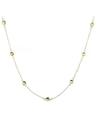 Sterling Silver with 9 Citrine Round Cabochon Necklace, 18"