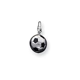 Enameled Soccer Ball 3D Charm, Sterling Silver