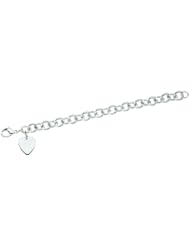 Sterling Silver 9.75 mm Cable Bracelet with Heart: 7 1/2 Inch