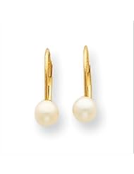 MadiK® Kids 14k Yellow Gold 4.5mm FW Cultured Pearl Leverback Earrings