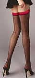 Thigh Hi Stocking BACKSEAM TWO Tone Sheer Black Red Lace Top SeXy