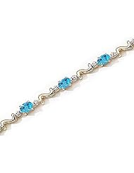 14kt Yellow Gold Oval Blue Topaz and Diamond Bracelet