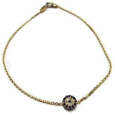 Cheap Girls Jewelry 14k Solid Yellow Gold Turkish Mini Evil Eye Bracelet For Sale