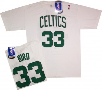 Boston Celtics Larry Bird Adidas 1986 White Throwback T Shirt (XL)