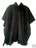 Baby Alpaca Ecuadorian Cape - Poncho with Hood, 8 Plies Jet Black (D-11b) + Windsor Coca Tea Air Tight Bag 50ct