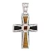 Black Onyx/Carnelian/Tiger's Eye Sterling Silver Pendant, 1.875 in (incl bail) Cross