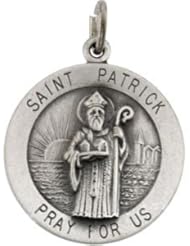 St. Saint Patrick Medal Pendant With 24 Inch Chain Sterling Silver R16325