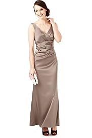 Crossover V-Neck Pleated Maxi Dress