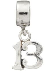 925 Sterling Silver Lucky #13 Dangle Bead, For Chamilia, Pandora, Biagi, Personality, Reflections And More Charm Bracelets