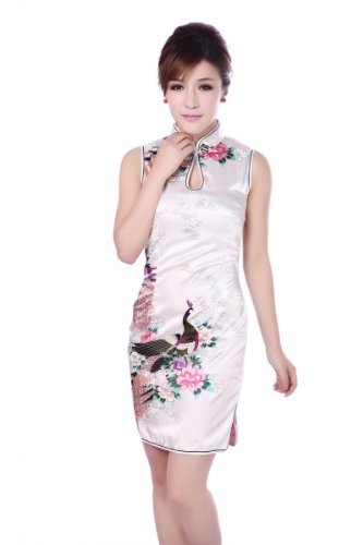 JTC(TM) Cheongsam Chinese Dress Han Costume Sleeveless Qipao Skirt 4 Colors