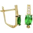 14K Yellow Gold CZ May Birthstone Leverback Earrings