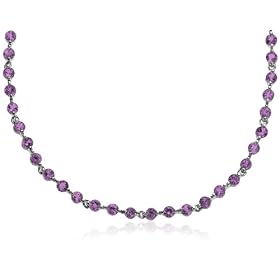 Jewelry Store Sterling Silver 3mm Amethyst Necklace, 18