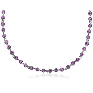 Sterling Silver 3mm Amethyst Necklace, 18 by