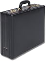 Quindici Bonded Leather Double Expanding Attache Case - Black