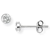 9ct White Gold Rubover-set Round 3mm Cubic Zirconia Stud Earrings