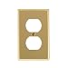 Leviton 81003 1-Gang Duplex Device Receptacle Wallplate, Standard Size, Device Mount, Brass