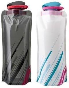 DY Reier Compact Collapsible Folding Leak Proof Water Bottle - For Travel Sports Exercise Etc. (1 count) (Black, White, 2 Pack)