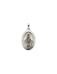 23.00x16.00 mm Miraculous Medal in 14K White Gold