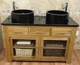 Solid Light Oak Bathroom Vanity Set with Black Granite Sink 1140-GB-BG026