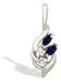14K White Gold Genuine Marquise Sapphire and Diamond Pendant