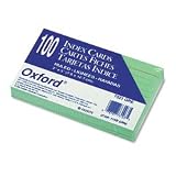 ESS7321GRE Ruled Index Cards, 3 x 5, Green, 100 Cards/Pack