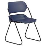 Armless Plastic Stacking Chair - Navy - Black Frame