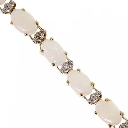 10KT Yellow Gold Opal Diamond Bracelet New 7in