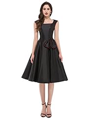 Square Neck Cocktail Taffeta Sleeveless Vintage  Homecoming Dress/Bridesmaid Dress/Pageant Dress/Party Dress/Wedding Dress  With a Bow(s)
