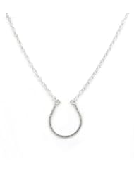 Sterling Silver Hammered Horseshoe Bit of Luck Chain Adjustable Necklace, 16"-18"
