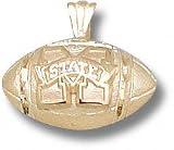 Mississippi State Bulldogs Solid 10K Gold ''M'' Logo Football Pendant