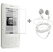White Stereo Earbud Headphone + LCD Screen Protector for Amazon Kindle 2 E-Book Reader