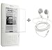 White Stereo Earbud Headphone + LCD Screen Protector for Amazon Kindle 2 E-Book Reader