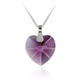 Sterling Silver Purple Swarovski Elements Heart Pendant, 18
