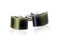 Beveled Olive Green Fiber Optic Cufflinks in Silver with Gift Box