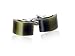 Beveled Olive Green Fiber Optic Cufflinks in Silver with Presentation Box
