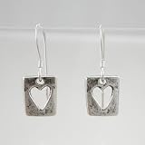 Cute Sterling Silver Cut-Out Heart Earrings, #9229