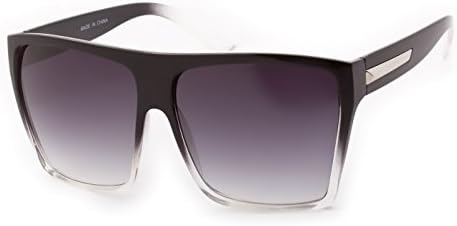Womens Oversize Fashion Flat Top Square Sunglasses -Black/Clear