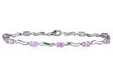 2.50ctw All Natural Pink Sapphire and Diamond Bracelet in Platinum Plated Sterling Silver