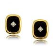Crystal and Black Jet Square Men's Cuff Links in Yellow Gold